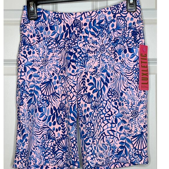 Lilly Pulitzer NEW UPF Luxletic Reid Short Calla Lilly Pink High Tides Size 00 - Picture 1 of 11